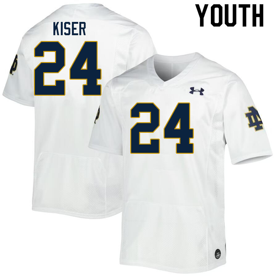 Youth #24 Jack Kiser Notre Dame Fighting Irish College Football Jerseys Stitched-White